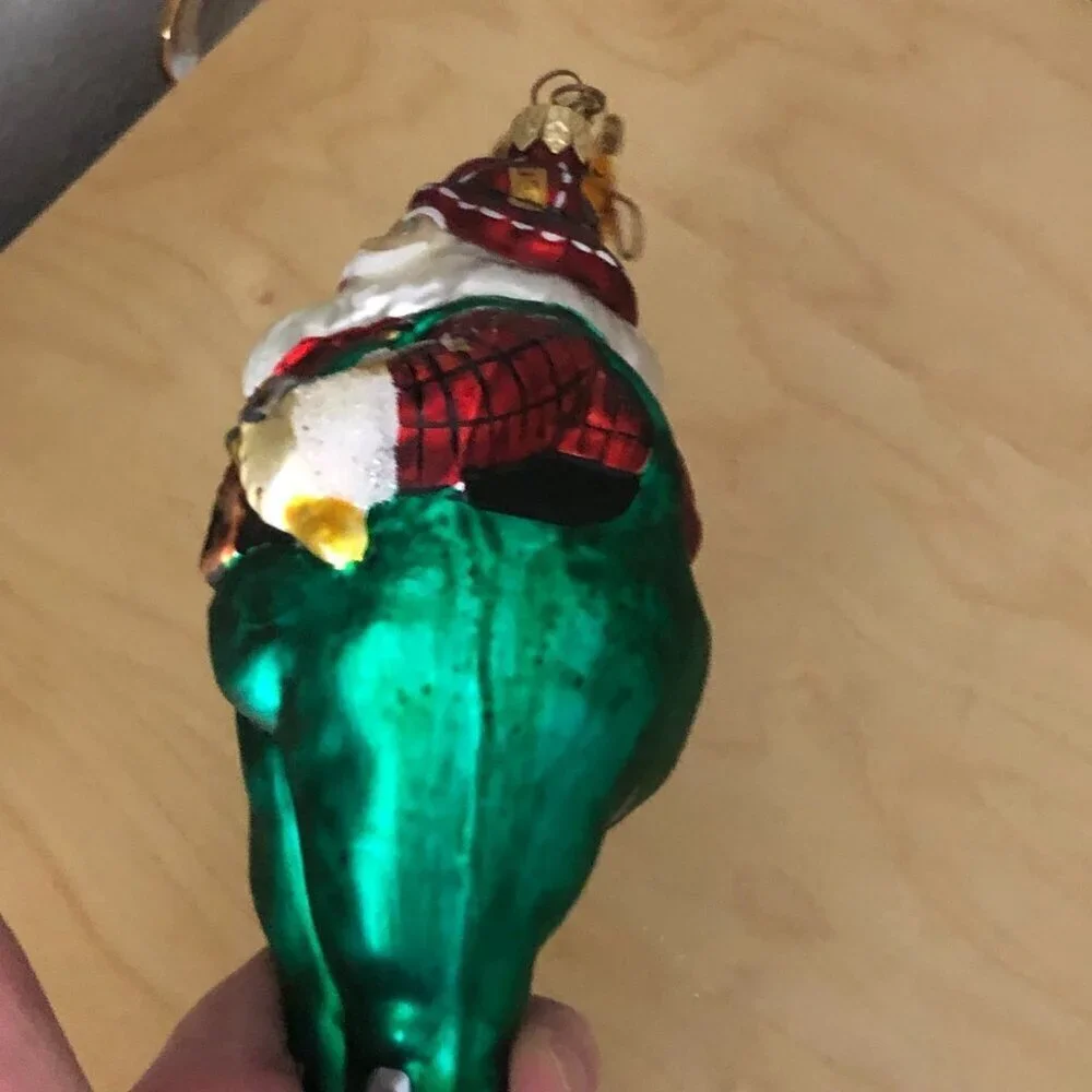 Vintage Dept 56 Hand Blown Glass Scottish Fisherman Santa with Fish 8